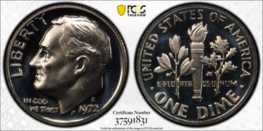 1972-S 10C PR68CAM