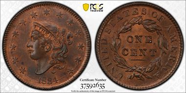 1834 1C N-5 Lg 8 Lg St Med Lt MS65RB