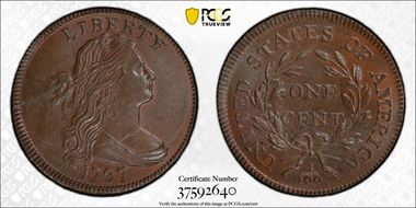 1797 1C S-121b, Gripped Edge MS65+ BN