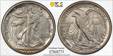 1917-D 50C Reverse AU58