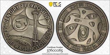 1962 AR Medal D1962-1c, Century 21 Expo MS66