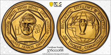 1973-P AE Medal D1973-3g, Jim Thorpe MS68