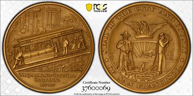1973-P AE Medal D1973-2d 76mm Cable Car Centennial SP65
