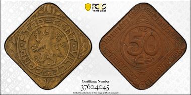 1915 50C KM-Tn1 Thin 50 AU55