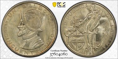 1953 Balboa Republic of Panama 50th Ann. MS64+