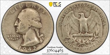 1942-D 25C Doubled Die Obverse VG8