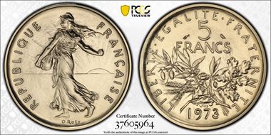 1973 5 Fr KM-P479 Piefort CuNi SP69