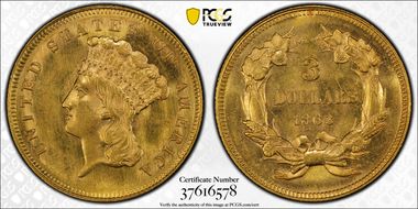 1863 $3 MS64