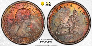 1954(m) Florin Royal Visit KM-55  Ag MS66+