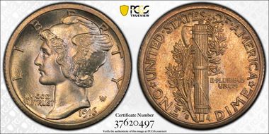 1916-S 10C Mercury MS66