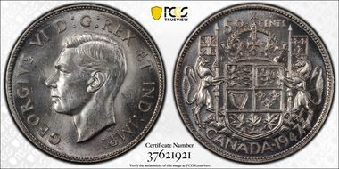 1947/7 50C Wide Date Straight 7 MS63