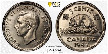 1947 5C Maple Leaf MS66+