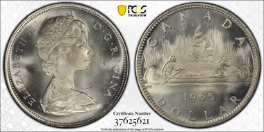1965 S$1 Type 4 Lg Beads, Pt 5 MS64