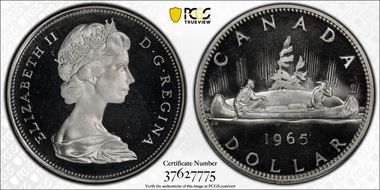 1965 S$1 Type 3 Lg Beads, Bl 5 Ag PL66DCAM