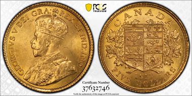 1913 $5 Gold Reserve MS64