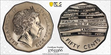 2019 50C Indigenous Languages Frosted Uncirculated MS67