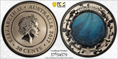 2017 20C Planetary Coins Uranus Colorized MS70