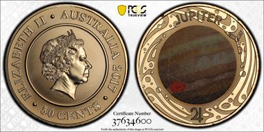 2017 50C Planetary Coins Jupiter Colorized MS70