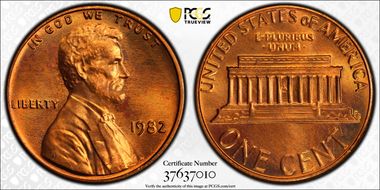 1982 1C Bronze Large Date MS67RD