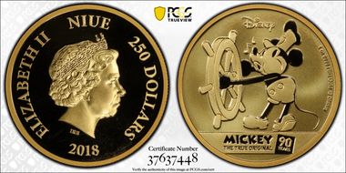2018 $250 Mickey - The True Original 90th Anniversary PR67DCAM
