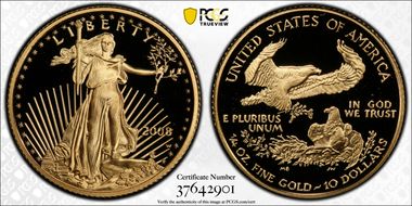 2008-W $10 Gold Eagle First Strike PR70DCAM