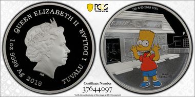 2019-P $1 Bart Simpson First Strike PR70DCAM
