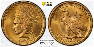 1907 $10 Indian MS64