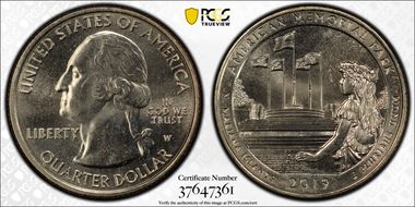 2019-W 25C American Memorial NP Early Find MS64