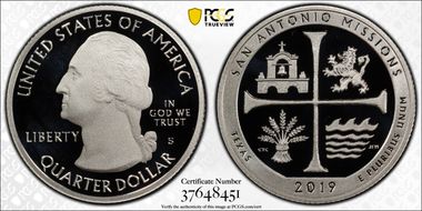 2019-S 25C San Antonio Missions NP - Silver PR69DCAM