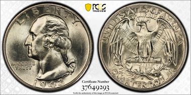 1943-S/S 25C RPM FS-504 MS65