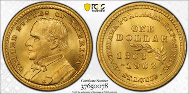 1903 G$1 LA Purchase, McKinley MS67