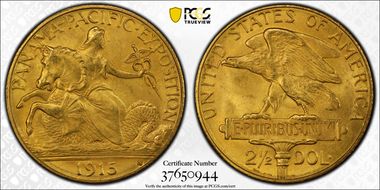 1915-S $2.50 Panama-Pacific MS66+