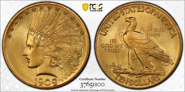 1909 $10 MS64+