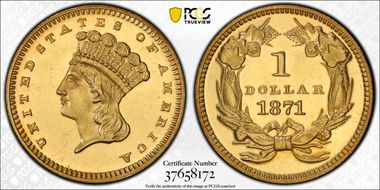 1871 G$1 PR63CAM
