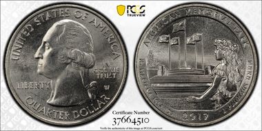 2019-W 25C American Memorial NP Early Find MS65