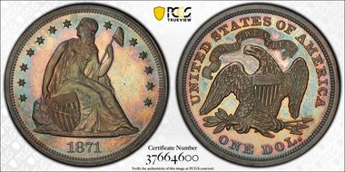 1871 $1 PR64CAM