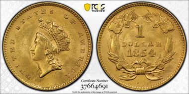 1854 G$1 Type 2 MS64