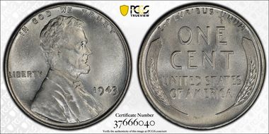 1943 1C MS67+