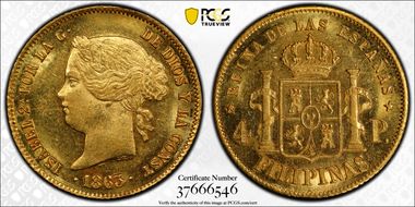 1863 4 Peso KM-144 MS62