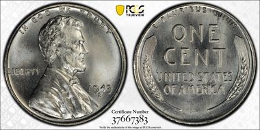 1943-S 1C MS68