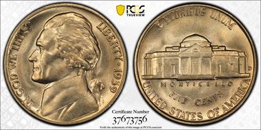 1939-D 5C Reverse of 1940 MS66FS