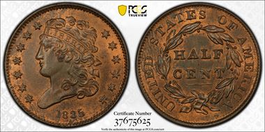 1835 1/2C MS65RB