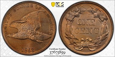 1858 1C Large Letters MS66+