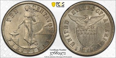 1908-S/S 10C Allen-8.04a AU58