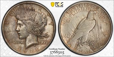 1921 $1 VAM 1A, Field Break AU50