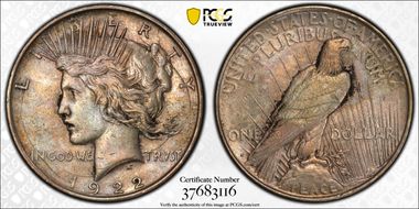 1922-D $1 V-2A Retained Die Break XF45