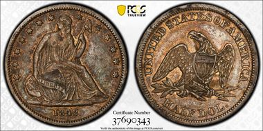 1842 50C Small Date, Rev of 1842 XF40