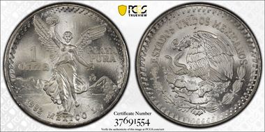 1982-Mo Onza Libertad Ag MS67