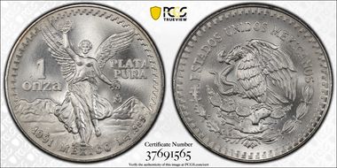 1991-Mo Onza Libertad Ag T1 - PLATA PURA MS68