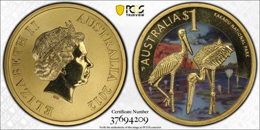 2012-P $1 Kakadu Natl Park  Colorized MS69